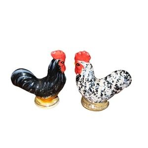 Vintage 1999 Enesco idb Rooster and Hen Figurines Set